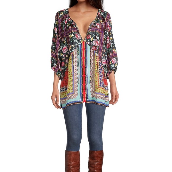 Johnny Was Lookout Electra Silk Tunic size XS - Picture 3 of 9